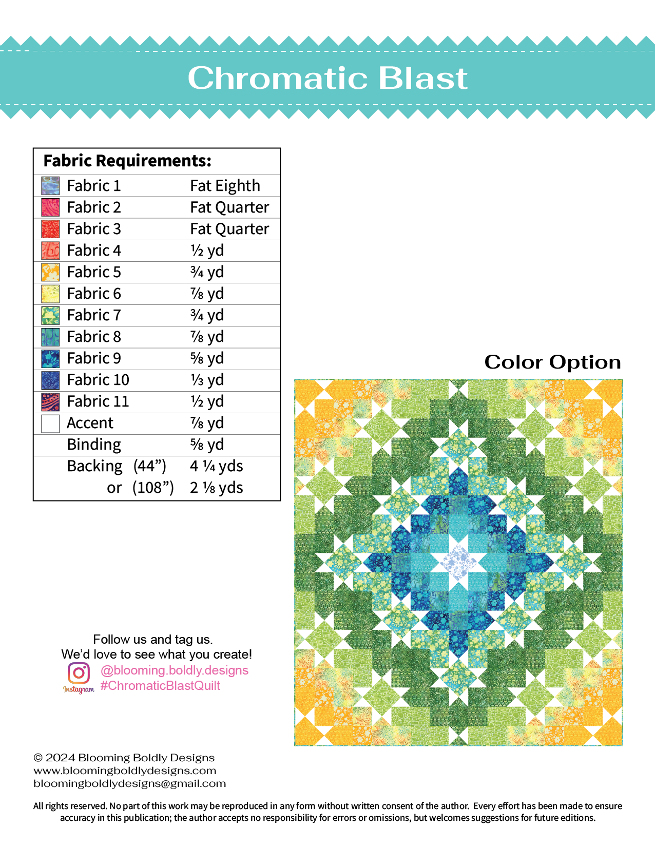 Digital Download - Chromatic Blast Quilt Pattern