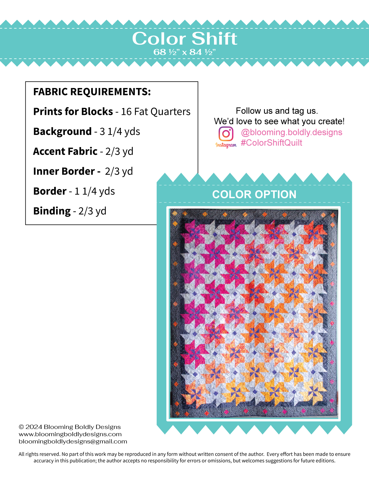 Digital Download - Color Shift Quilt Pattern